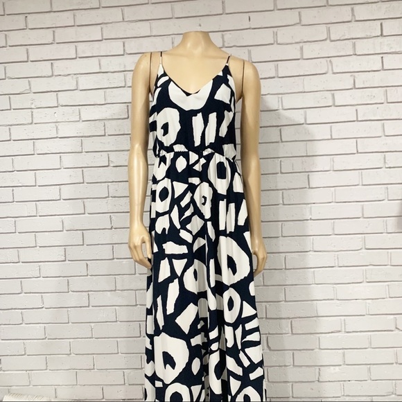 Loft Women’s Navy And White Abstract Print Maxi - Picture 1 of 11